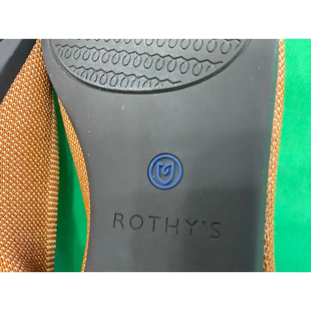 Rothy's The Point ballet flats the "Amber" burnt orange textile Blue Trim 7.5 - Picture 7 of 14